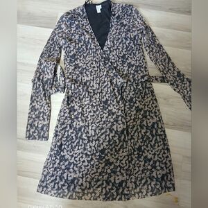 & Other Stories Black and Nude Printed Wrap Dress